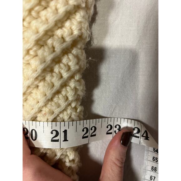 Vintage Hand-Crocheted Cream Throw Blanket 69x42 - Picture 5 of 5